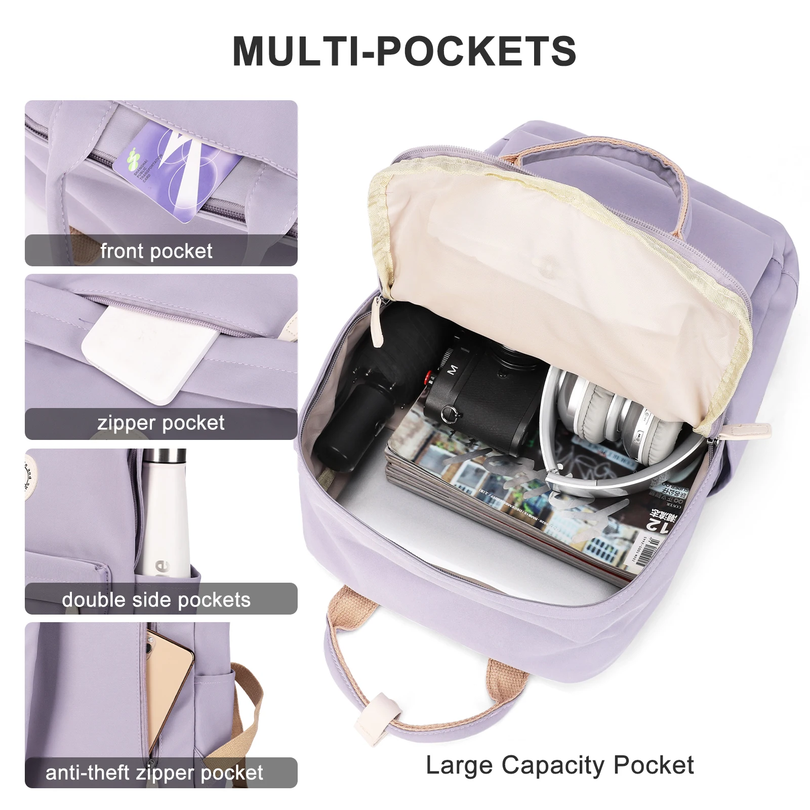 Lightweight School Backpack for Women Men, Laptop Travel Casual Daypack College Secondary School Bags Bookbag for Teenage Girls