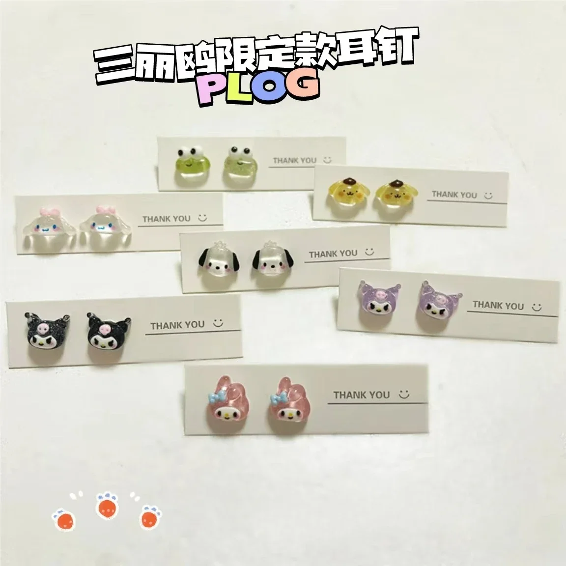 

Anime Sanrio Cute Cartoon Fine Flash Stud Earrings Japanese Kawaii Kulomi Hello Kitty Sweet Girls Earring Jewelry Birthday Gifts