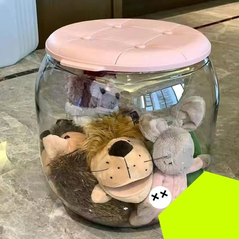 

Storage Stool Large Capacity Children Utensils Storage Bucket Magic Tool Household Living Room Transparent Storage Seating Stool