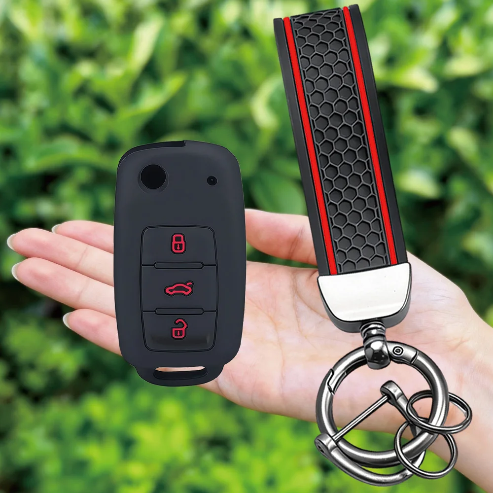 Keychain Silicone Car Key Cover For VW Volkswagen Polo Tiguan Passat B5 B6 B7 Golf 4 5 6 MK6 Jetta Lavida Skoda Octavia A5 Seat