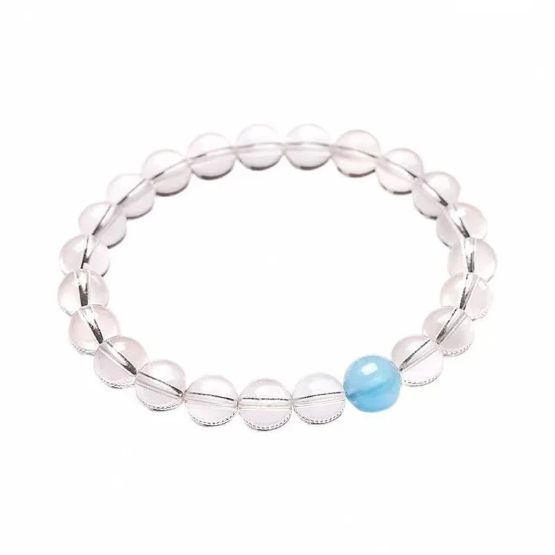 

Single Circle Transparent Aquamarine Beaded Bracelet for Women Crystal Jewelry Gifts