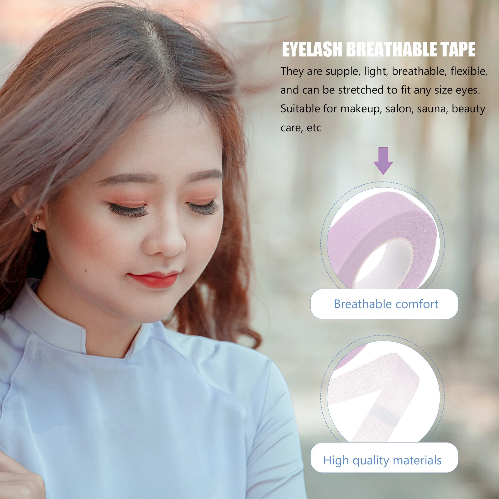 

6 Rolls Breathable Eyelash Extension Bands Disposable Non-Woven Tapes for Eye Care Salon Facial Treatments Violet