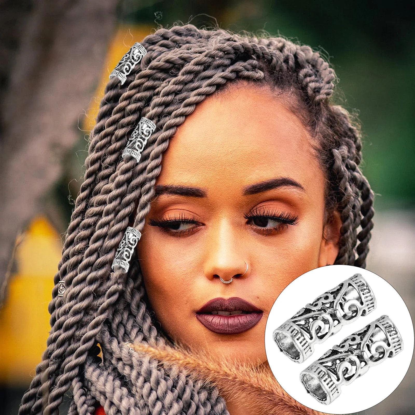 

6Pcs Hollow Alloy Hair Cuffs Dreadlocks Rings Durable Braiding Accessories for Wedding Party Photo Fashion Show