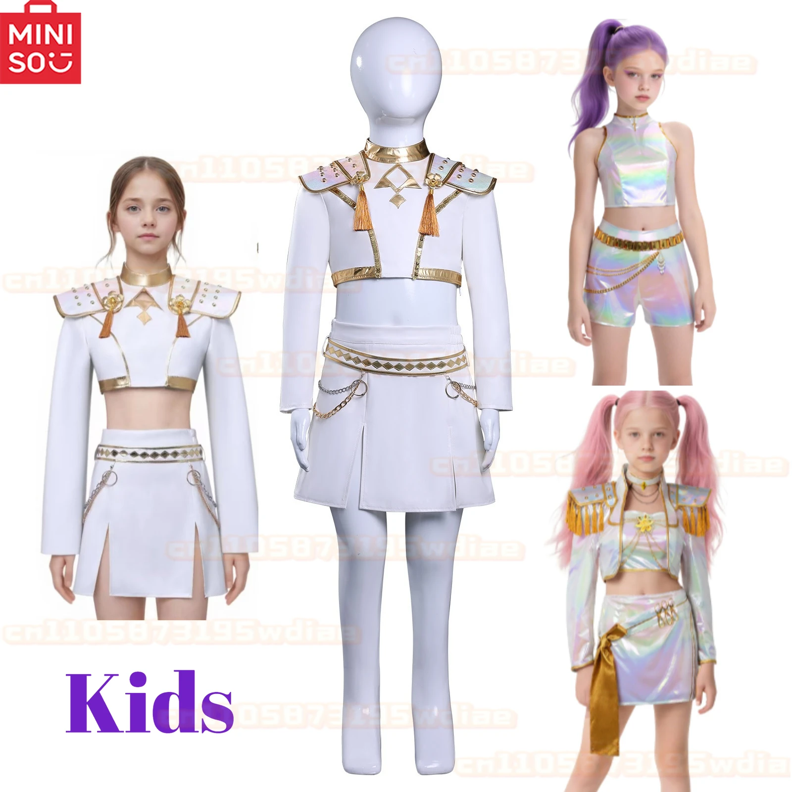 

Girls Demon Hunters Rumi Cosplay Costume Halloween Carnival K-Pop Zoey Mira Cosplay Kids Idol Stage Dress Up Outfit Children
