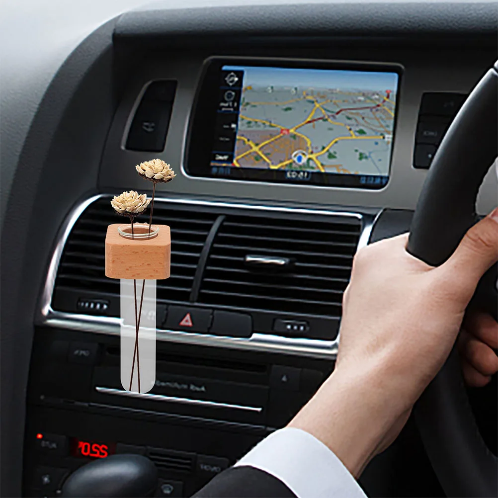 

2 Pcs Car Flower Arranger Vase Vent Clip Gift Decorations Wood Holder Interior Accessories