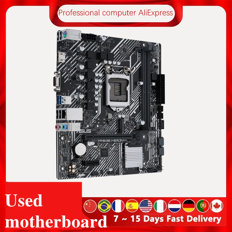 Used For Asus PRME H510M-K motherboard Original Desktop Intel H510 H510M DDR4 Motherboard LGA 1200  i7/i5/i3 USB3.0 M.2 SATA3