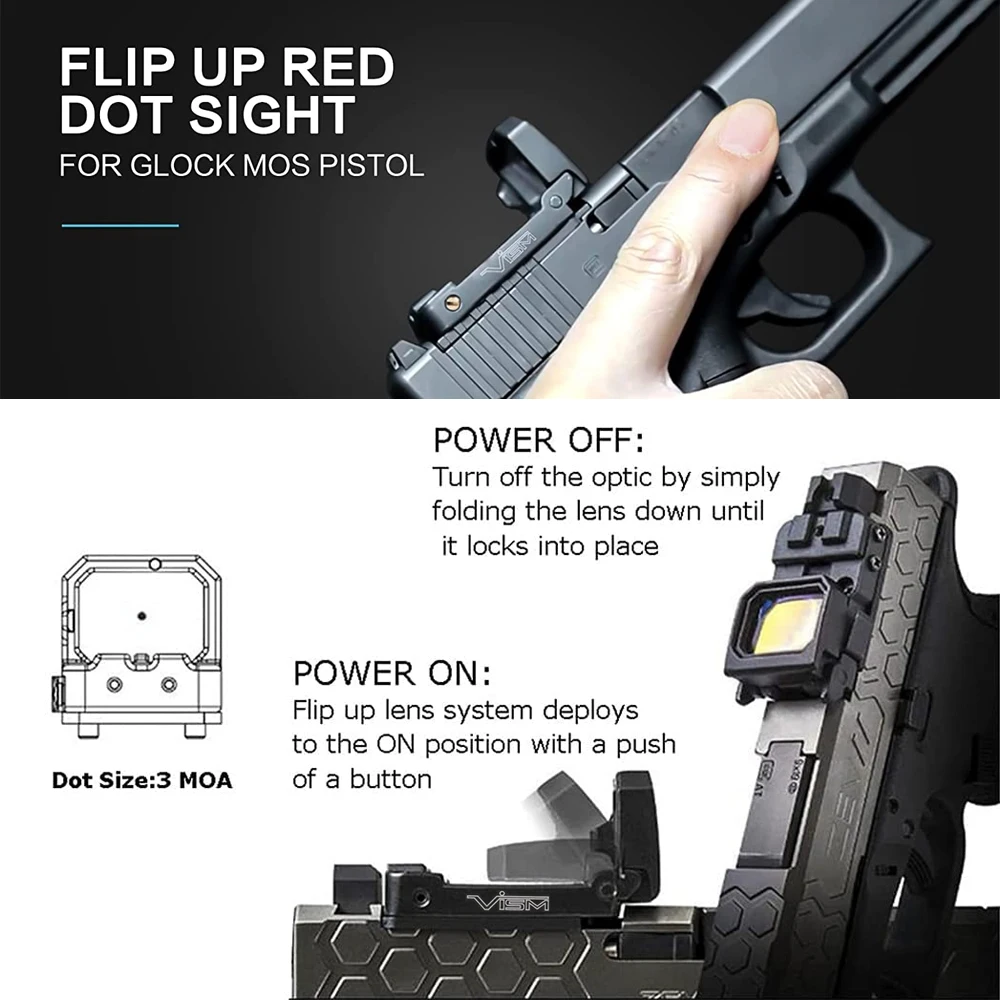 Mini Red Dot Sight Compact RMR Flip Up Pistol Reflex Sight Compact MOS Rifle Scope For Glock Pistola 1913 Mounts and Slides