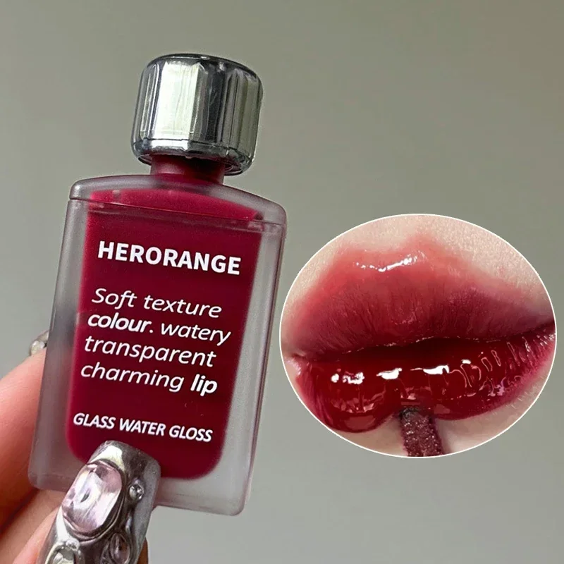 Impermeável Hidratante Lip Gloss, Batom Líquido Brilhante, Longa Duração, Matiz Vermelha, Lábios Maquiagem, Water Gloss Cosméticos, Espelho, 6 Cores