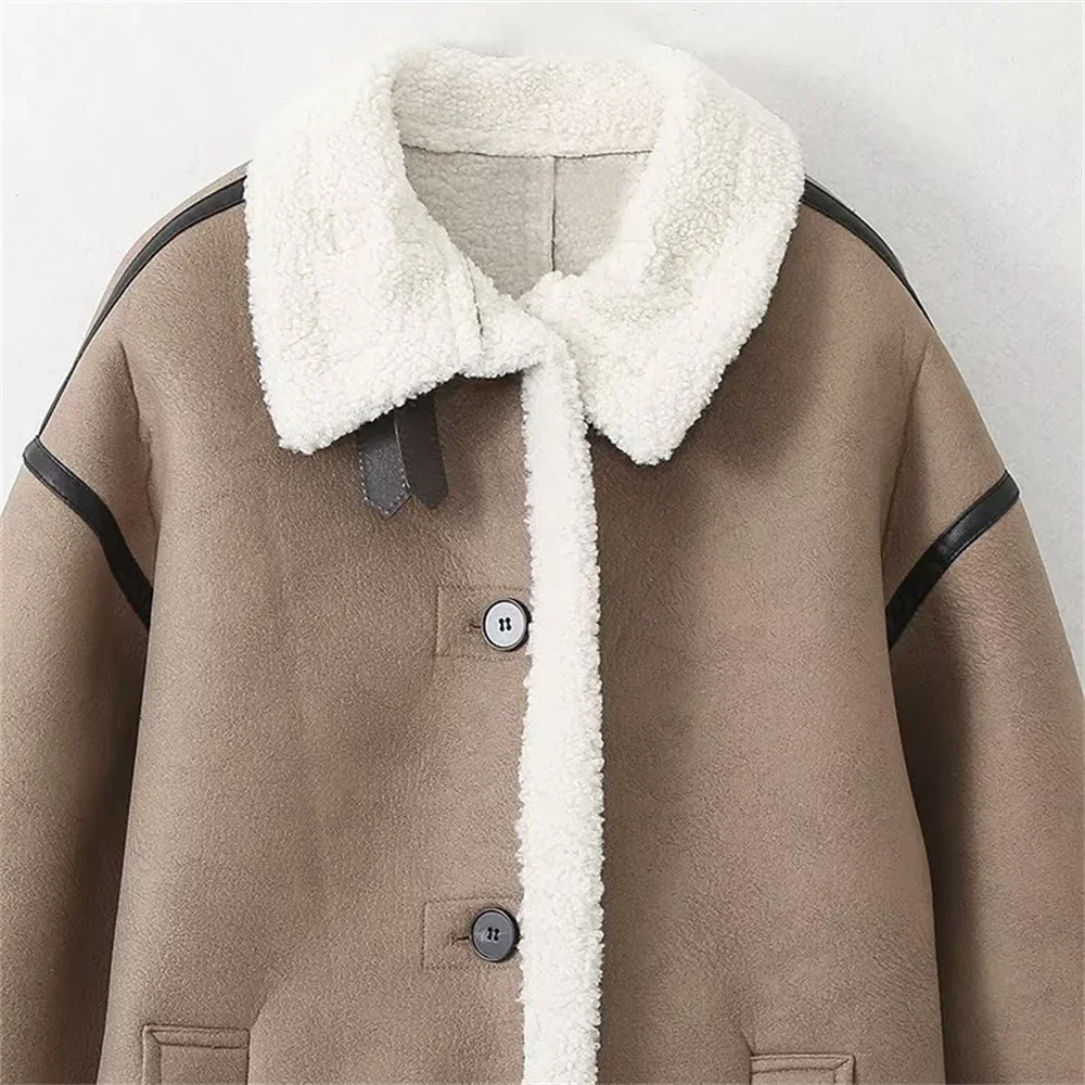 2024 Winter · New fur integrated coat for autumn and winter, new women's double breasted mid length coat