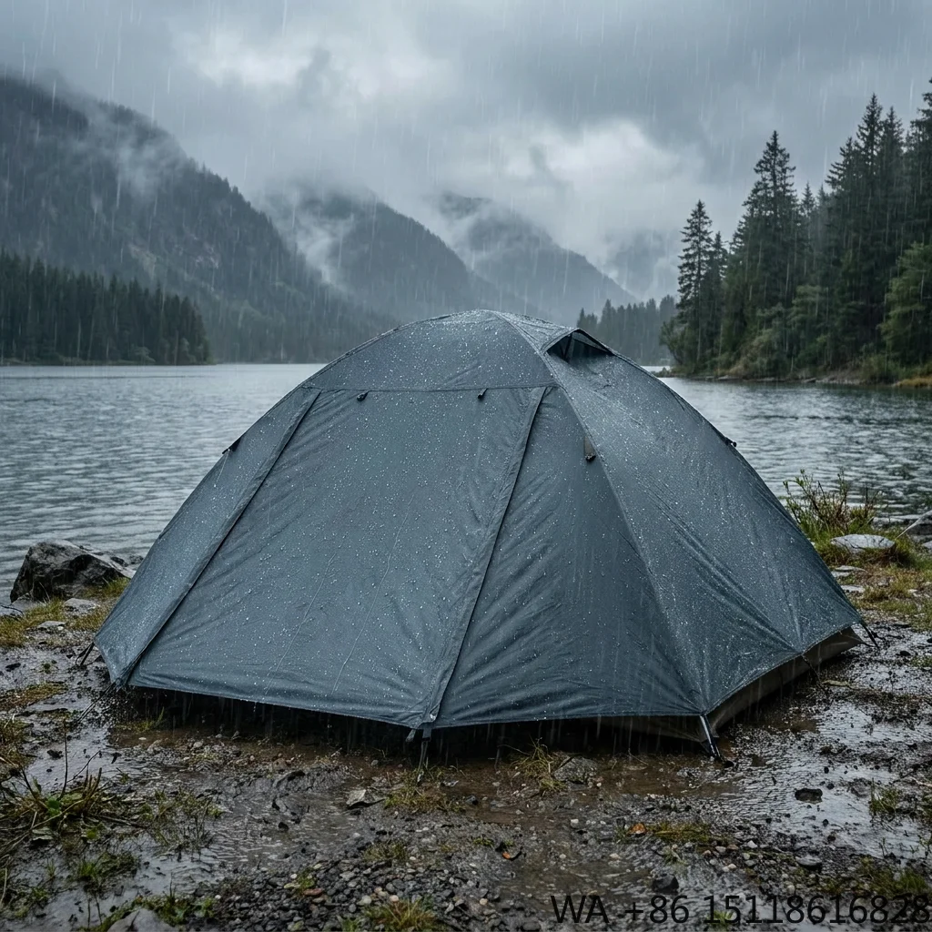 Stormproof Stock Stable Cross-Pole Double Layer One Bedroom Waterproof Polyester Aluminum Four-Season Hiking Camping Tent