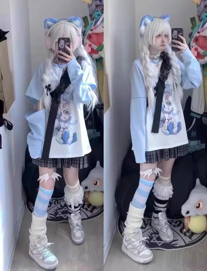 Japanse vrouw kleding met afneembare mouw T-shirts korte lange mouw vrouwelijke kleding 2000s zomer lente kawaii y2k kleding