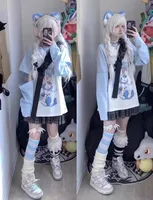Ropa japonesa para mujer con mangas extraíbles, camisetas de manga corta y larga, ropa femenina de los años 2000, ropa Kawaii y2k para verano y primavera