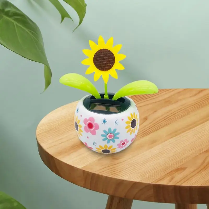 Fleur Solaire Dansante – Jouet Oscillant à énergie Solaire Pour Tableau De Bord, Absort La Lumière Et Bouge Sans Pile, 10x12x11 Cm