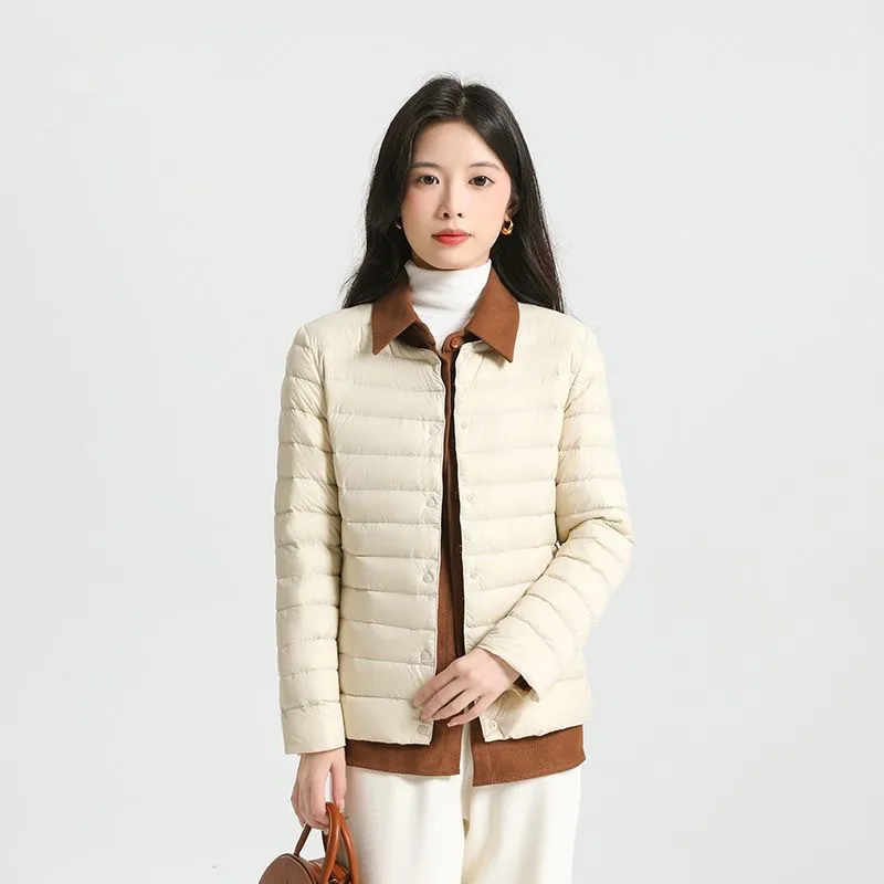 

2025 Autumn and Winter New Mother Down Jacket 7XL 8XL Jacket Fashion Slim Collarless Warm Light Down Jacket with Extra Fat