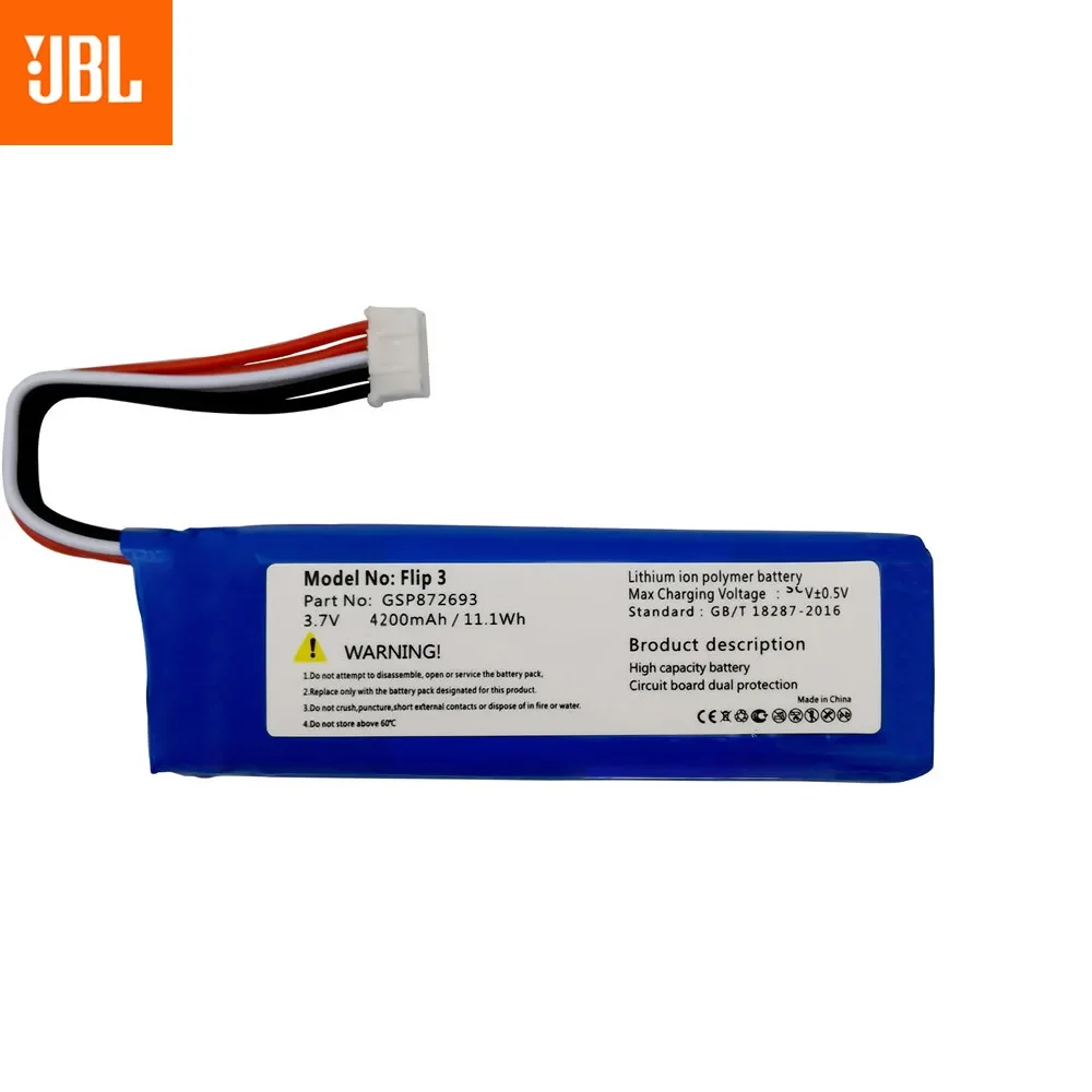 Top Original GSP872693 4200mAh Battery for JBL Flip 3 Flip3 GRAY Bluetooth Speaker Replacement  Batteries Batteria Fast Shipping