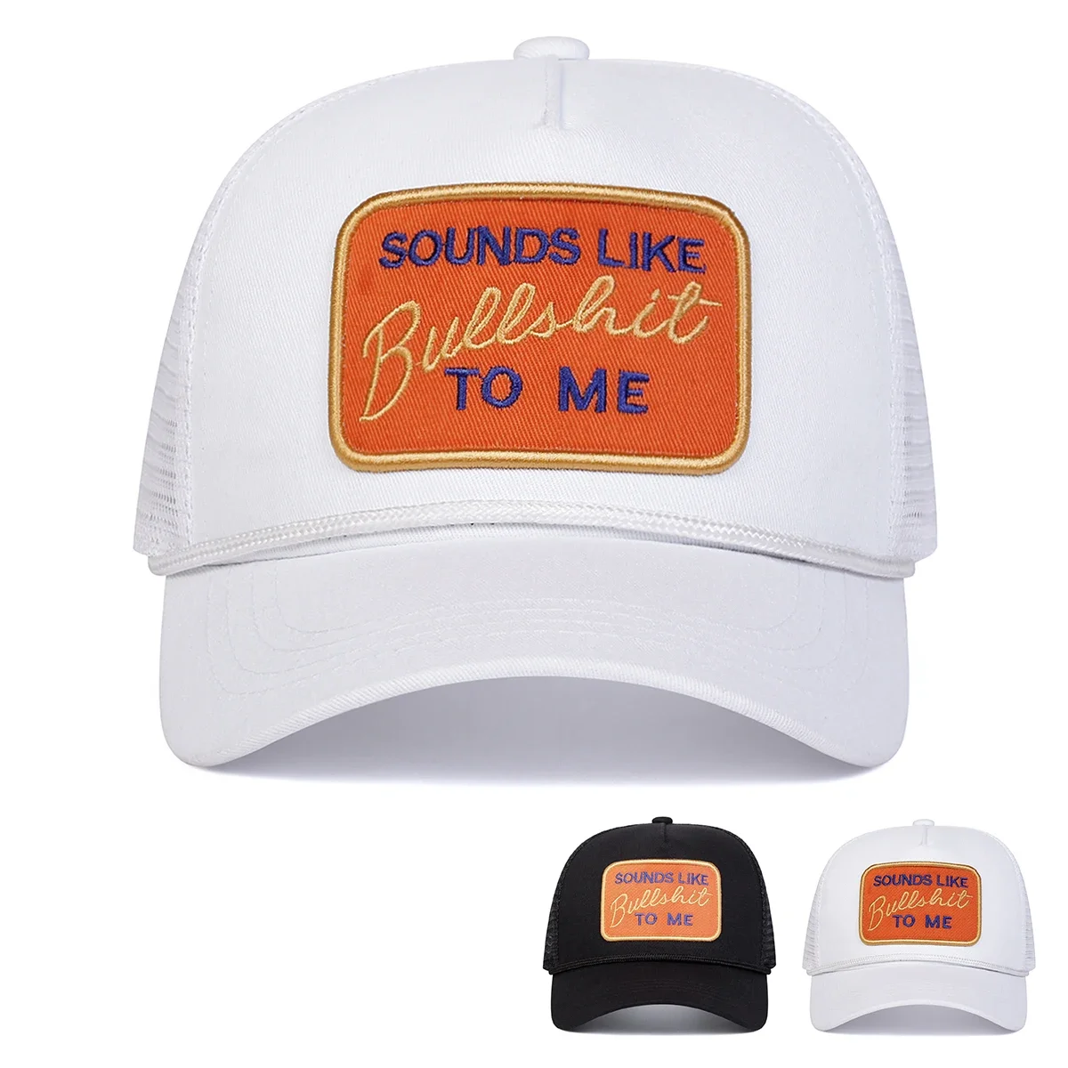 Unisex BULLSHIT Baseballkappen mit Buchstabenstickerei, Frühling/Sommer Outdoor Sonnenschutz-Hüte, Verstellbare Casual Trucker-Mützen