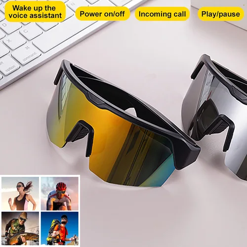 Gafas de sol inteligentes multifuncionales bluetooth 5,3 llamada inalámbrica hombres mujeres deportes vidrio para ciclismo correr escalada de montaña
