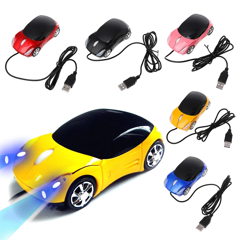 1~10PCS Durable Wired Mouse 1000DPI Mini Car Shape USB 3D Optical Innovative 2 Headlights Gaming Mouse For PC Laptop Computer