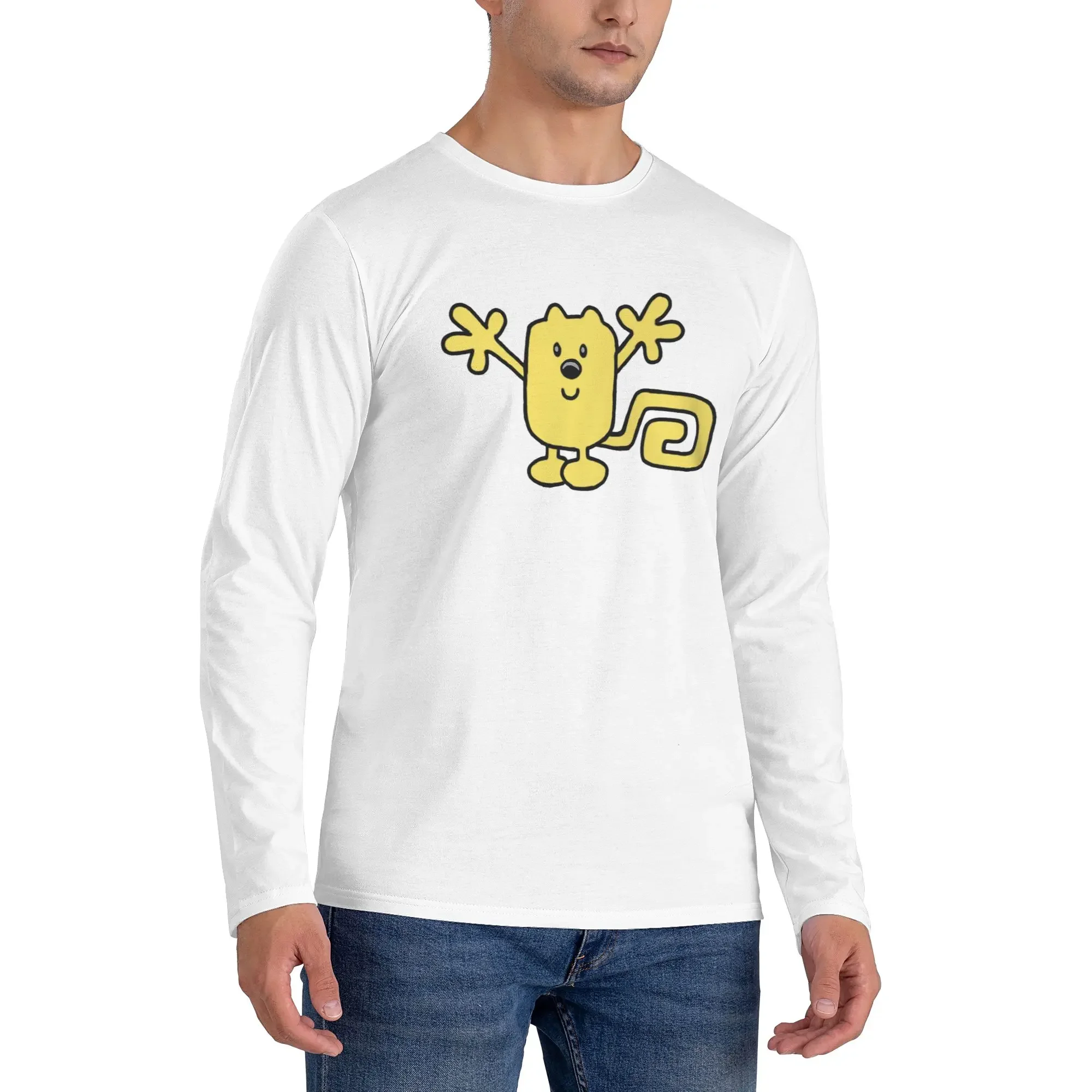 

Wow Wow Wubbzy Мужская футболка с длинными рукавами Модные футболки с круглым вырезом Весенние и осенние мужские топы