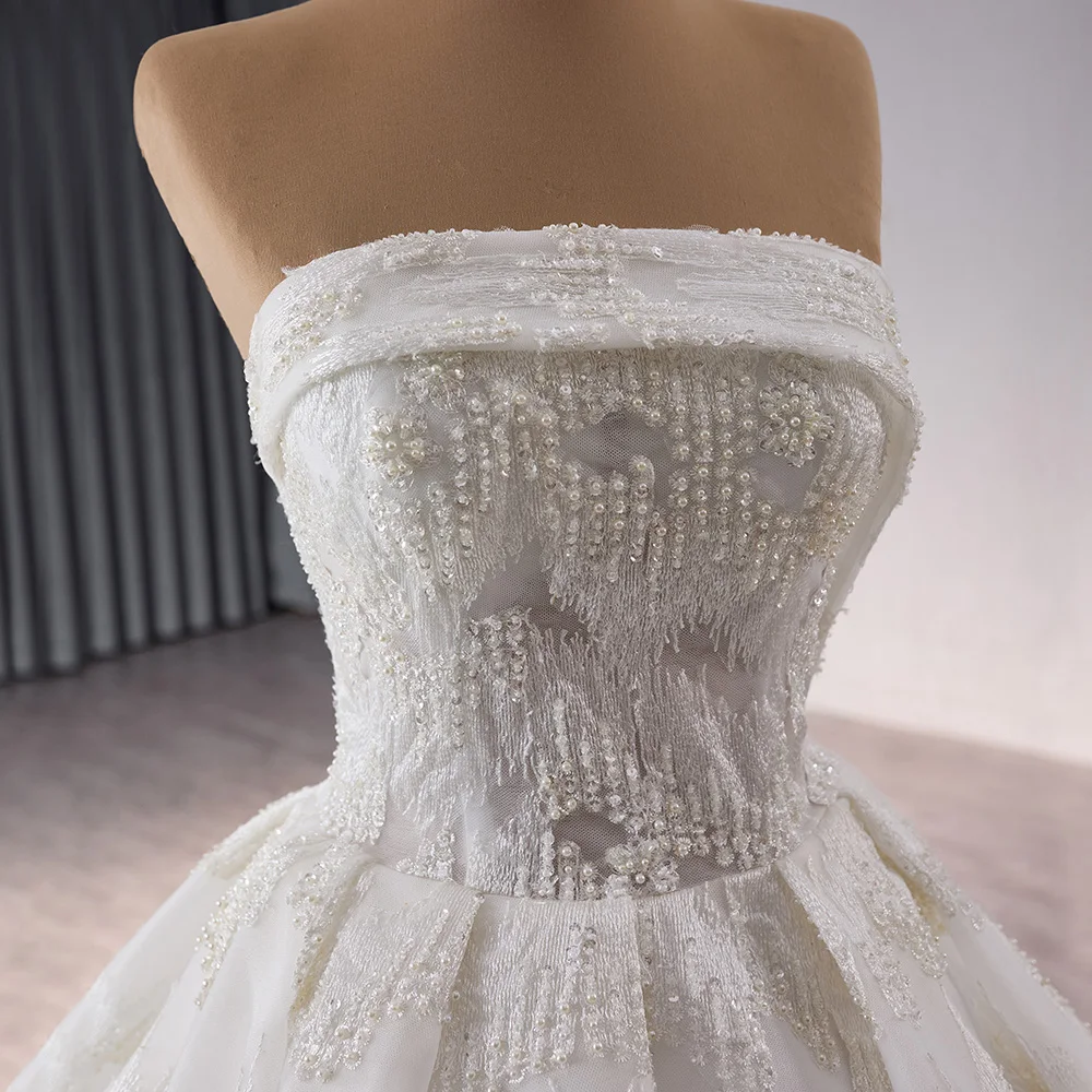 فساتين زفاف كلاسيكية مخصصة للنساء بدون حمالات بدون أكمام العروس سويب تراين الكرة ثوب الزفاف مخصص فيستدو دي نوفيا