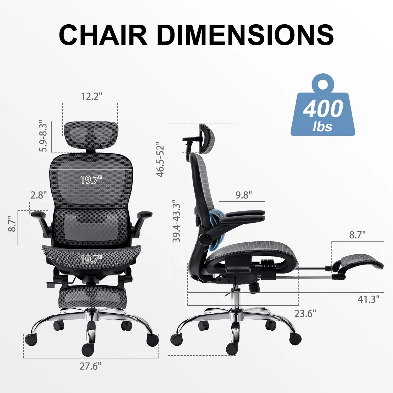 Ergonomic Office Chair,Office Chair with Tilt Function,Mesh Office Chair with Footrest,Ergonomic Chair with Adaptive Backrest