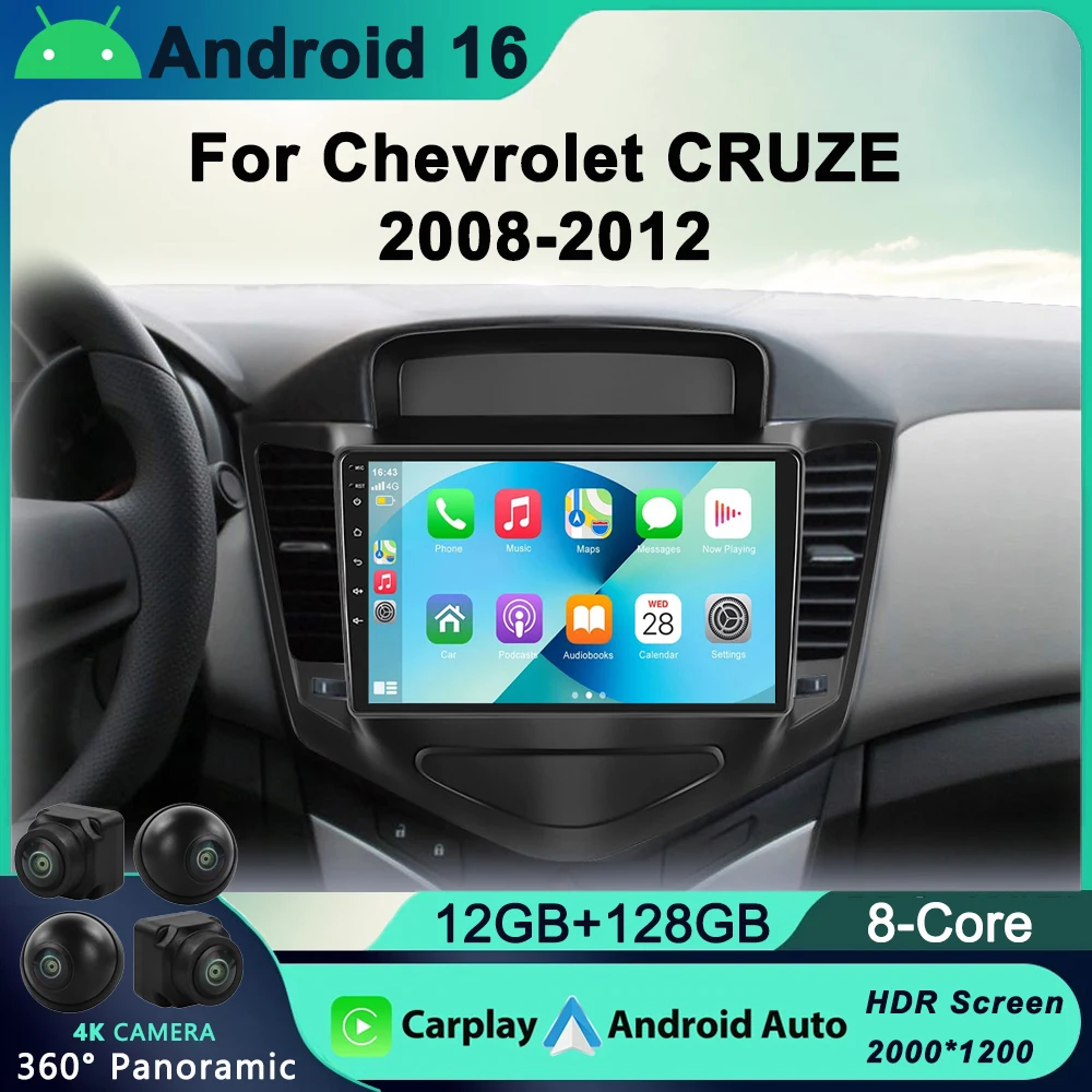 

9" Android 16 Car Radio For Chevrolet Cruze J300 2008 - 2014 Multimedia Player Navigation GPS 2 din Carplay DVD Head Unit