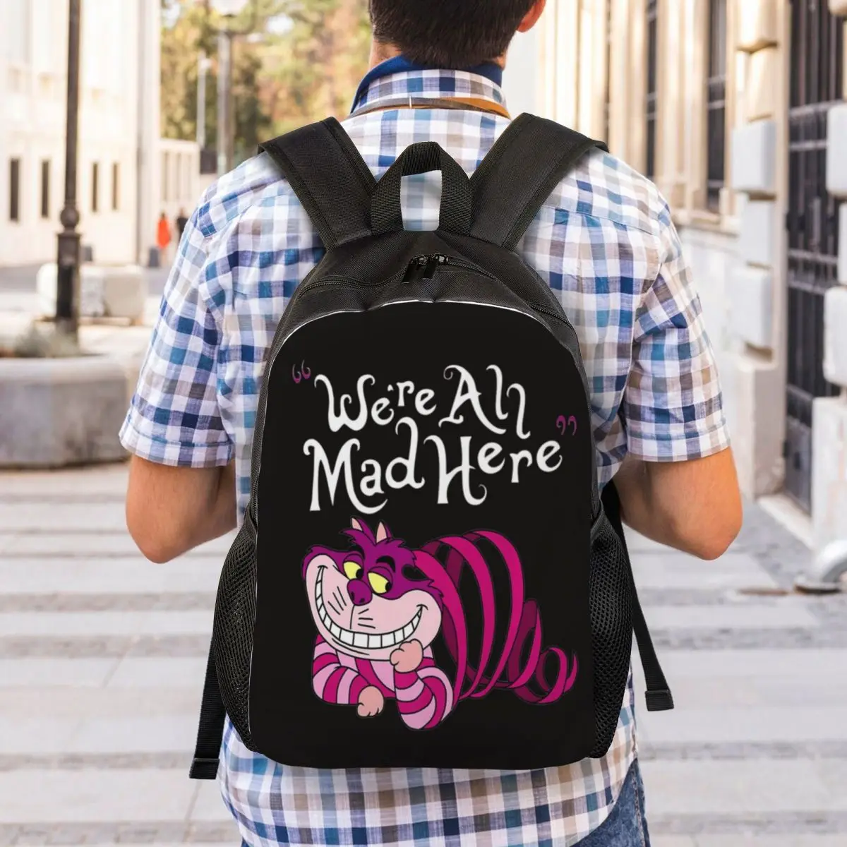 Cheshire Cat Rugzak Dames Heren Casual boekentas voor School College We're All Mad Here Cat Bags