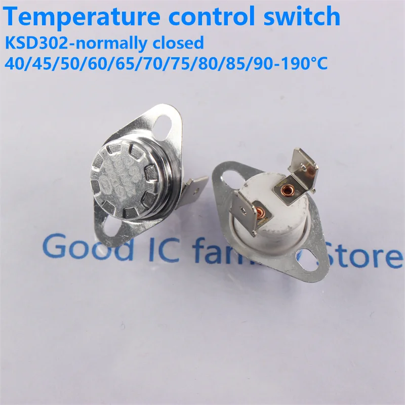 KSD302 16A 250V Ceramic KSD301 Normally Closed Temperature Switch Thermostat 40 45 55 65 75 90 100 110 120 130C