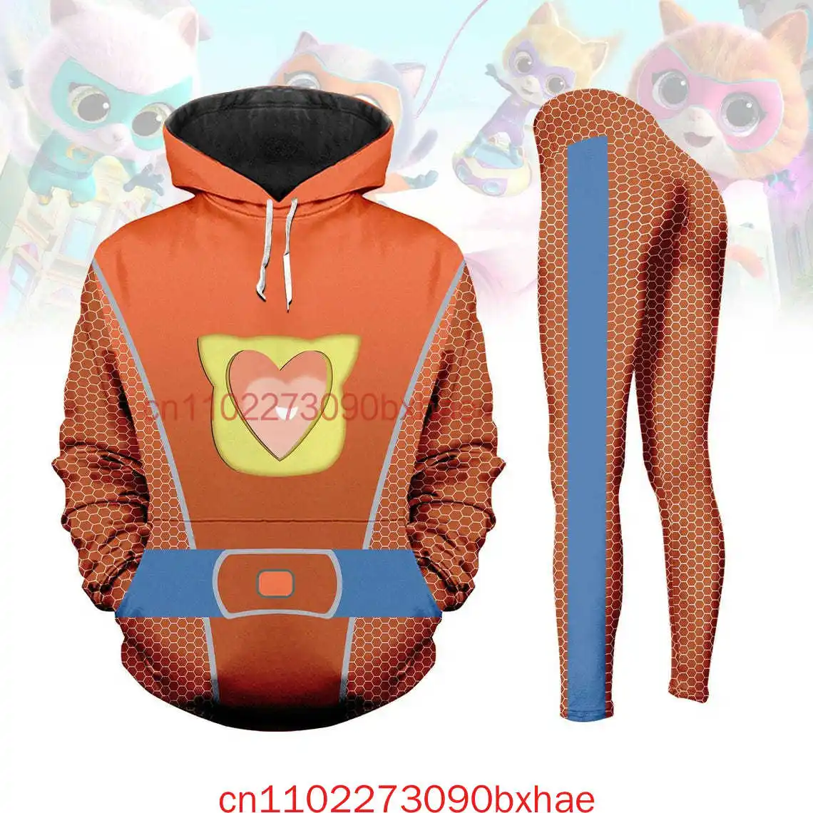 

Костюм СуперКитти Диснея, костюм с капюшоном, леггинсы с 3D принтом, костюм СуперКиттис, костюм супергероя кошки, костюм на Хэллоуин