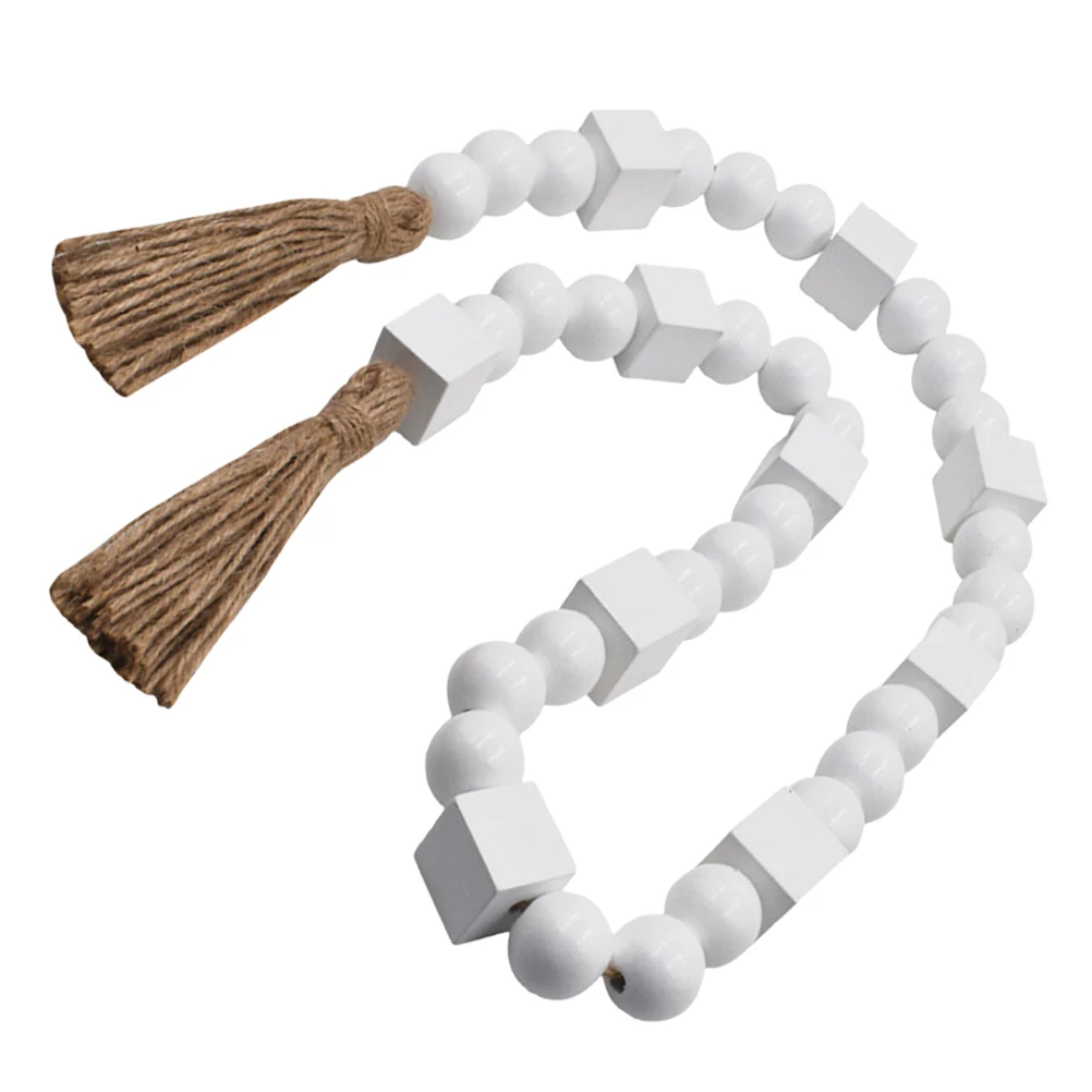 

Hemp Rope Wooden Block Pendant Bohemian Wooden Hanging Decor Bead String Home Decor Home Pendant Hanging nament Party