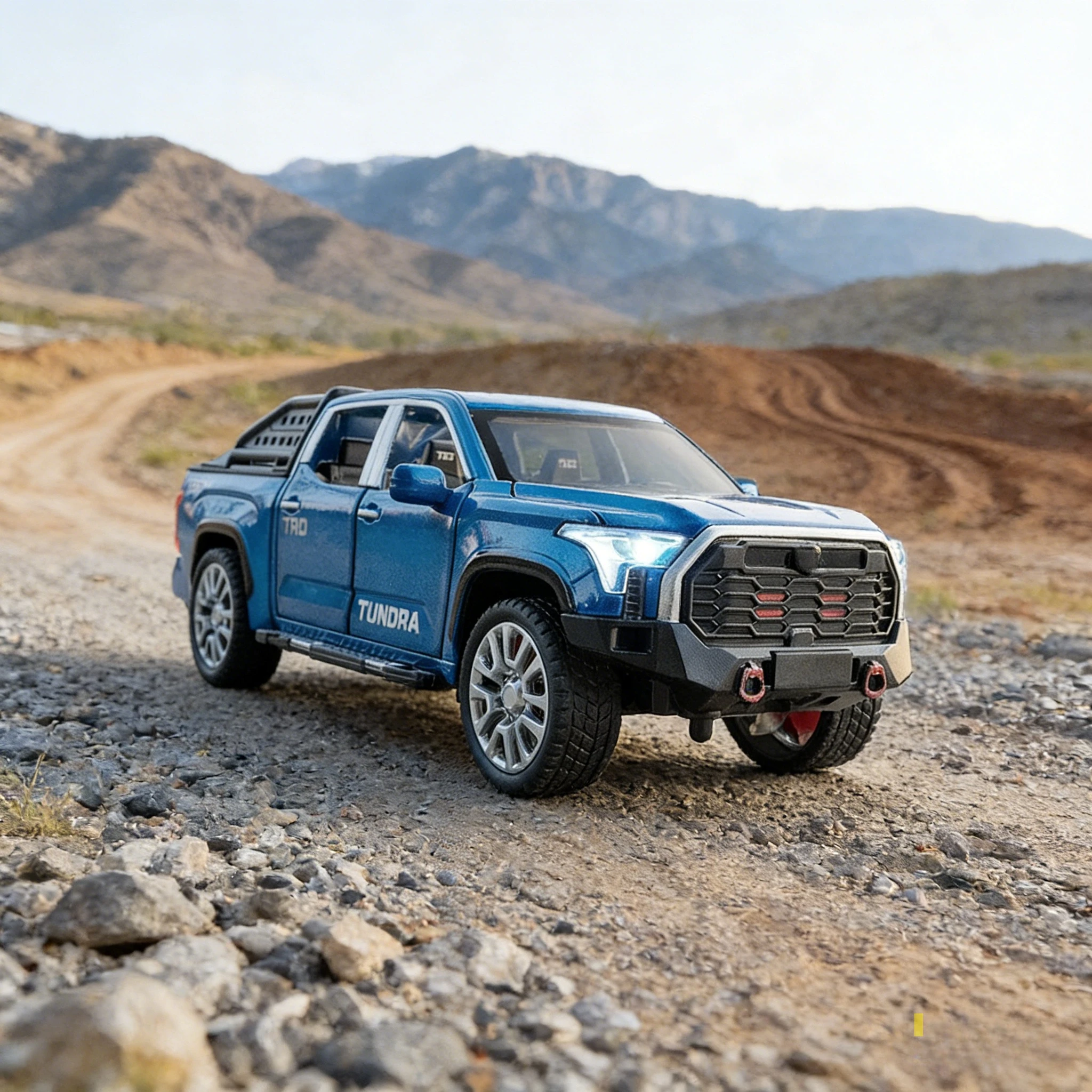 1:32 툰드라 합금 픽업 자동차 모델 다이캐스트&토이 메탈 오프로드 차량 자동차 모델 시뮬레이션 사운드 및 라이트 어린이 장난감 선물