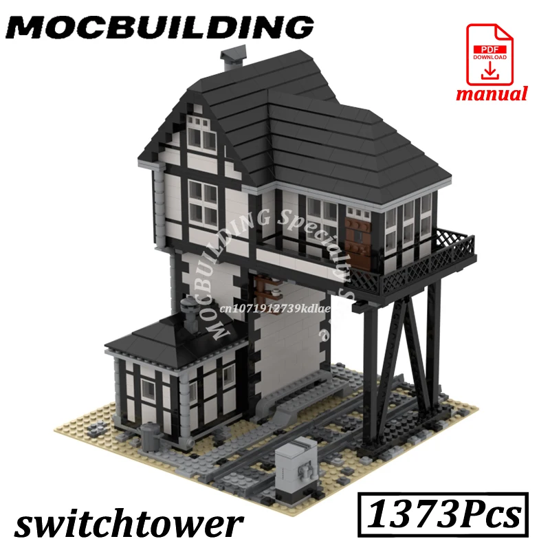 كتل برج التبديل نموذج مدينة عرض الشارع مباني السكك الحديدية MOC بناء السكك الحديدية التبديل برج الطوب ألعاب البناء الهدايا #1