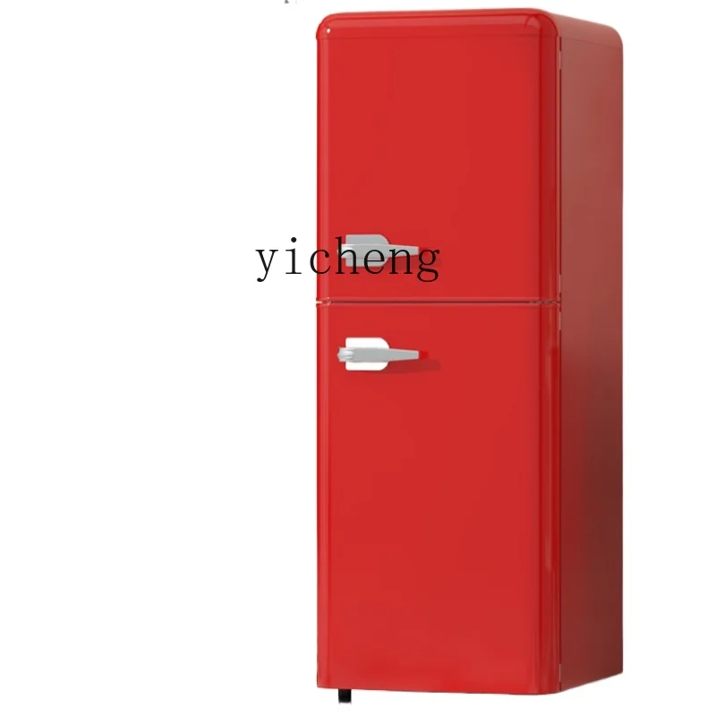 

Refrigerator Red Retro Double Door Small Medium Household Kitchen Freeze Storage Mini