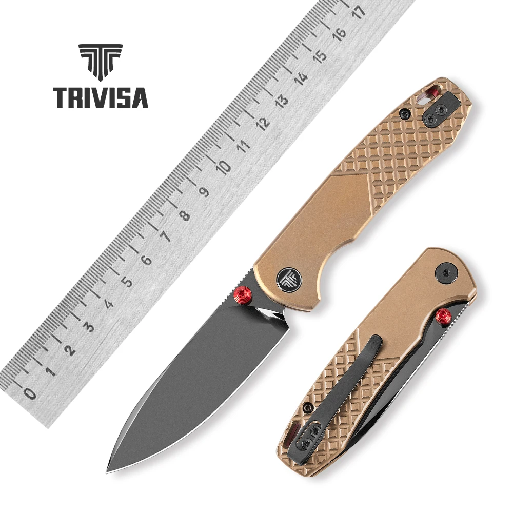 TRIVISA Pocket Folding Dragonfly Knife M390 Blade Titanium Handle Mirror DLC Finished for Camping Outdoor EDC Limited Collection