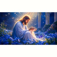 1pc (50x100cm Large Size/19.7x39.4in Unframed DIY 5D Diamond Painting, Sitting in the Garden Jesus, Full Diamond Painting, Diam