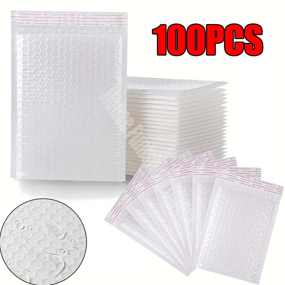 Bubble Mailers para embalagem Mailing, envelope branco acolchoado, auto selo, sacos de envio, presente, atacado, 80pcs