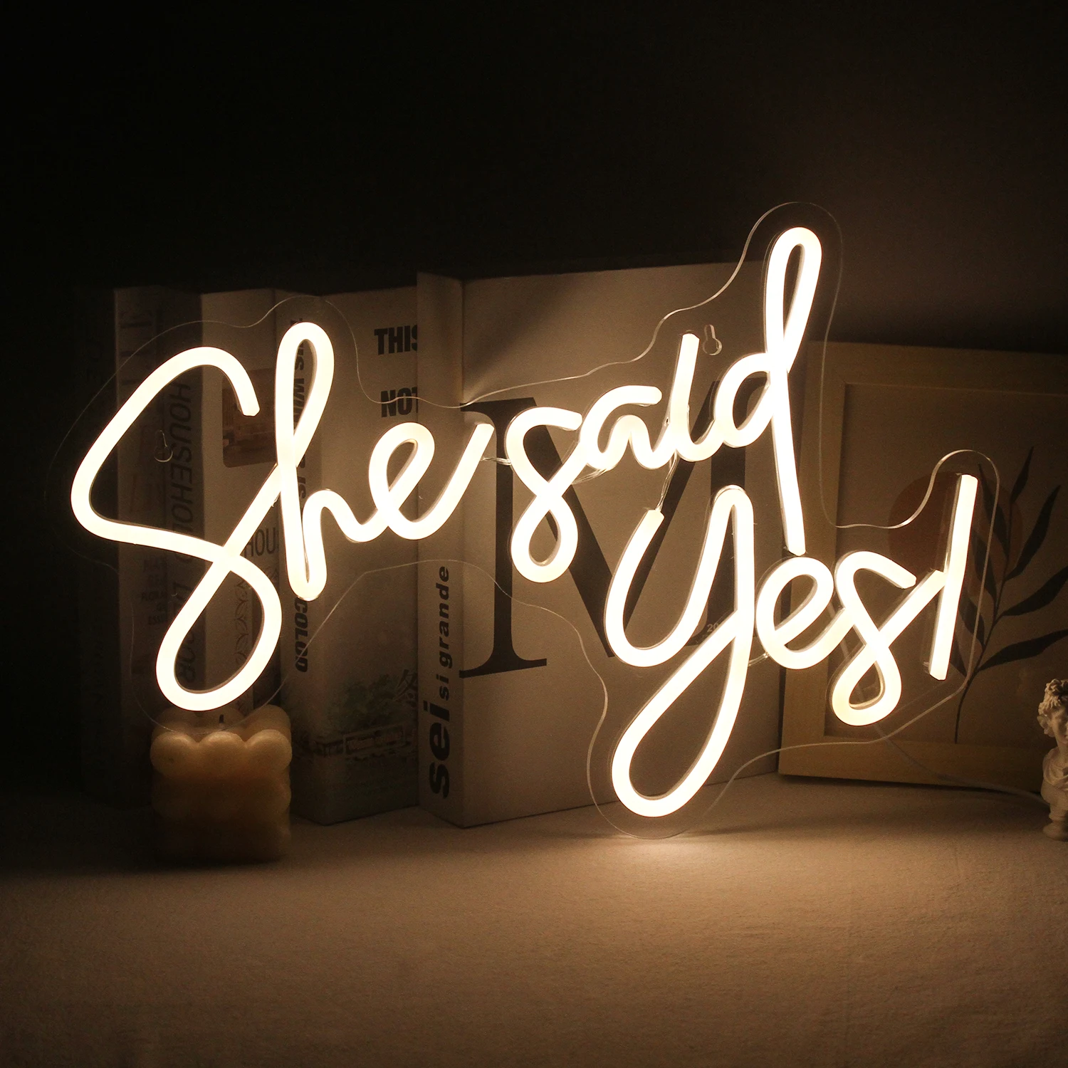 She said yes letrero de neón para boda, luz Led para fiesta, habitación en casa, propuesta de matrimonio, decoración de pared de compromiso, luz nocturna de neón