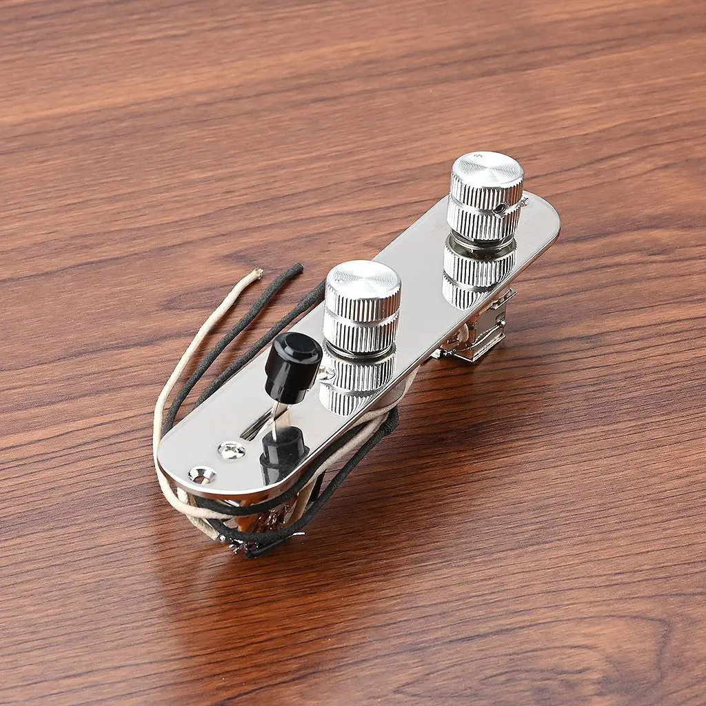 Chrome 3 Way Wired Loaded Prewired Control Plate Harness Switch Knobs for Tele Telecaster Guitar Parts