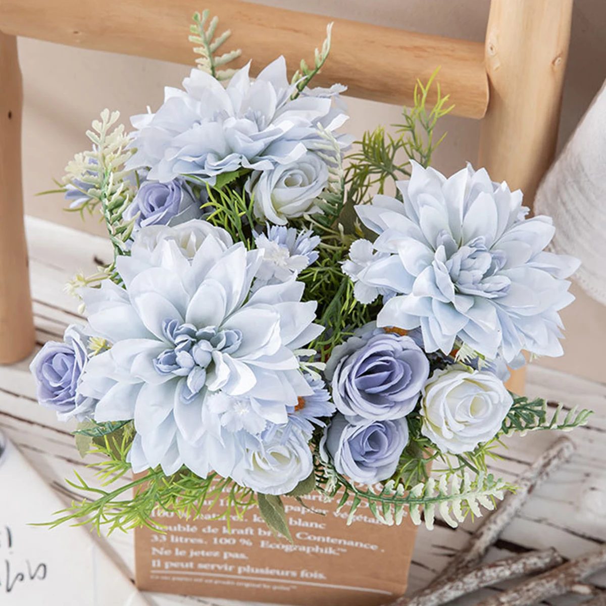 Künstliche Blumen aus Seide, Dahlie, Rose, Hochzeit, Brautsträuße, Garten, Zuhause, Zimmer, Tisch, Outdoor, Garten, bunte Blumen, Geschenke, Dekoration