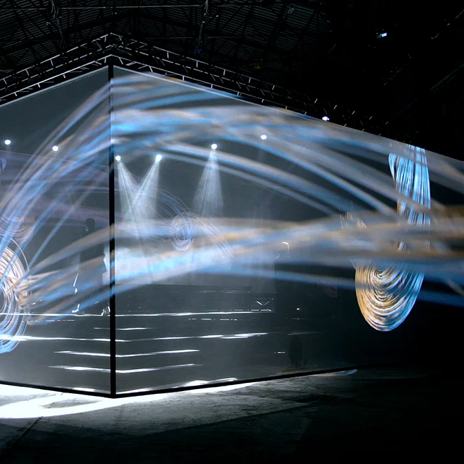 Fireproof Large Seamless Hologauze 3D Hologram Projection Mesh Screen 16:9 Portable Polyester Fabric