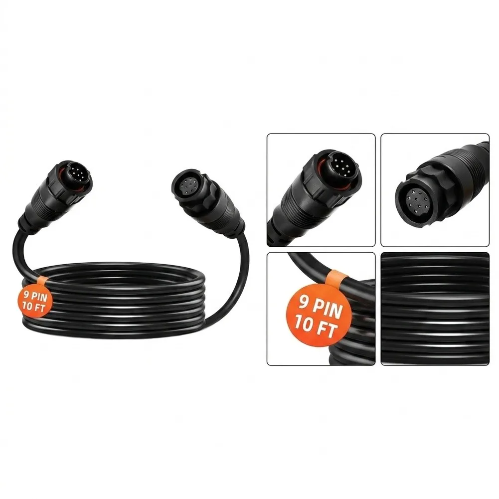 10FT 9-Pin Sonar Extension Cable 3005.6907 For LSS-1 LSS-2 Fits Garmin=Panoptix=Livescope=B&G=Oxygen-Free Copper Core Waterproof