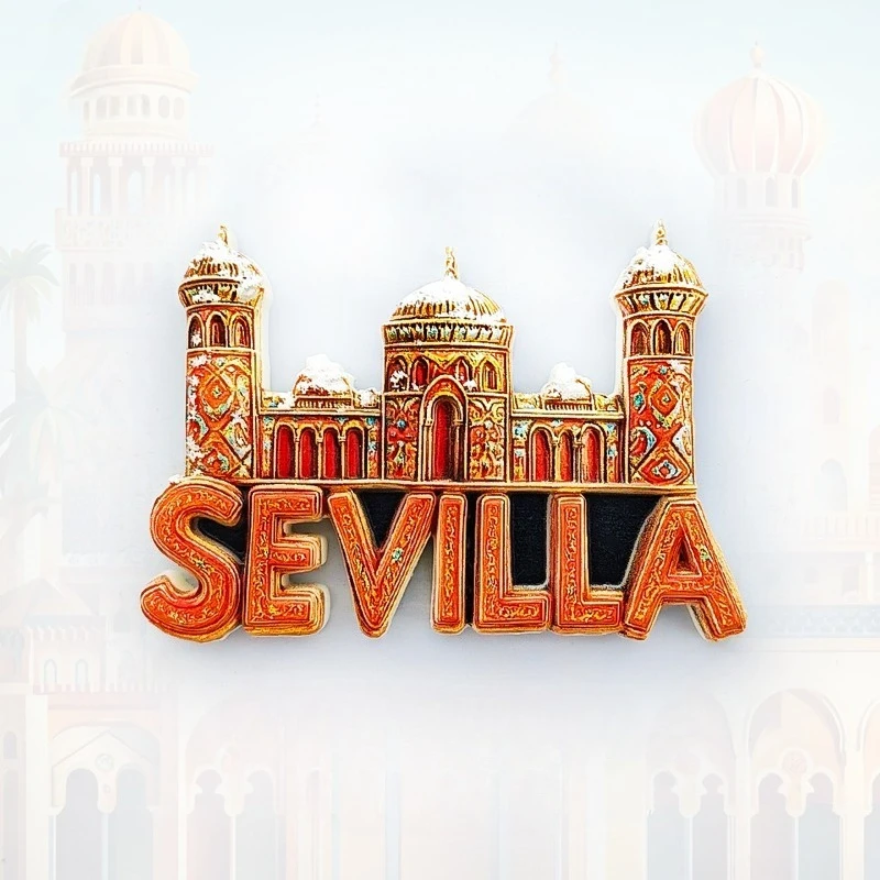 Seville Alcazar Palace Fridge Magnet - Stunning 3D Tower Souvenir Unique Spanish Landmark Gift From Andalusia for Travelers