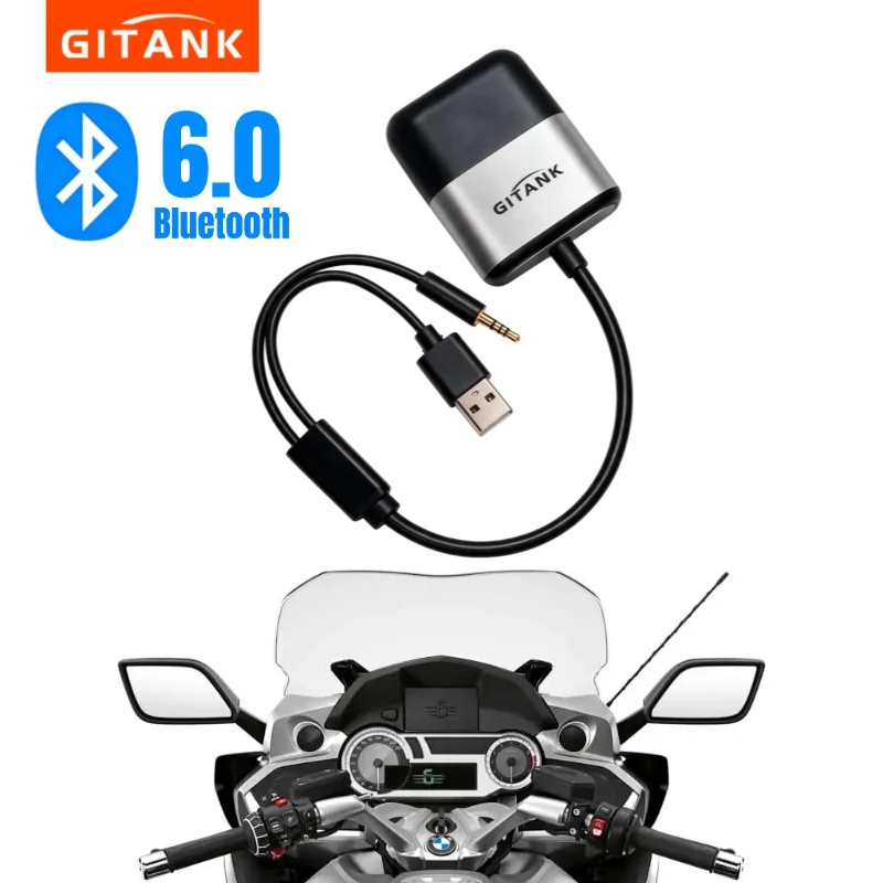 GITANK Bluetooth Adapter for BMW Motorcycle K1600 K1600GTL R1200RT R1250RT W/ OEM USB/AUX Jack