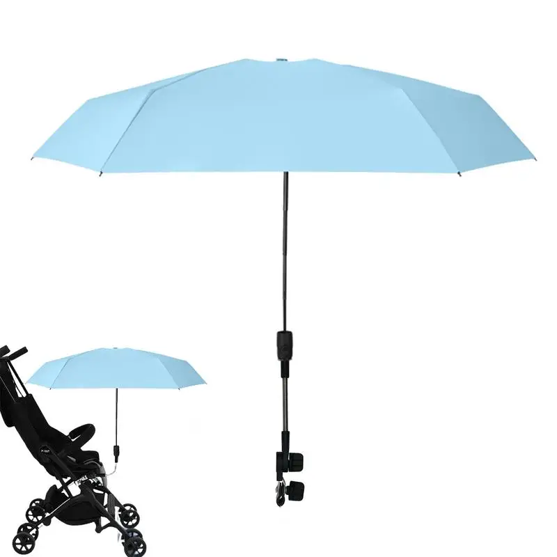 Clip On Umbrella For Stroller 360 Adjustable Stroller Sun Shade With Clamp UV Protection Chair Umbrella Pushchair Sun Parasol