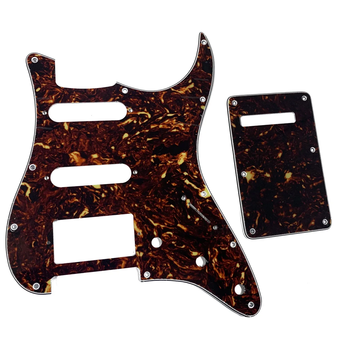 KAISH for Strat ST Pickguard,Back Plate,Screws HSS Dark Brown Tortoise