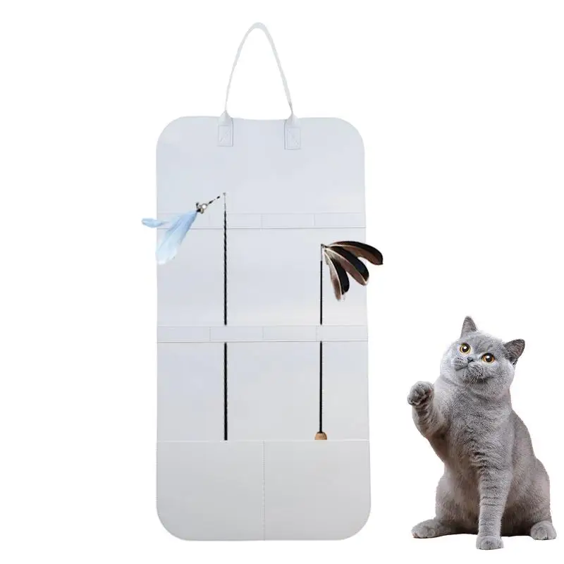 

Cat Toy Storage Feather Wand Toy Organizer Large Capacity Foldable Cat Feather Toys Bag For Ensuring Feline Safety Clutter-Free