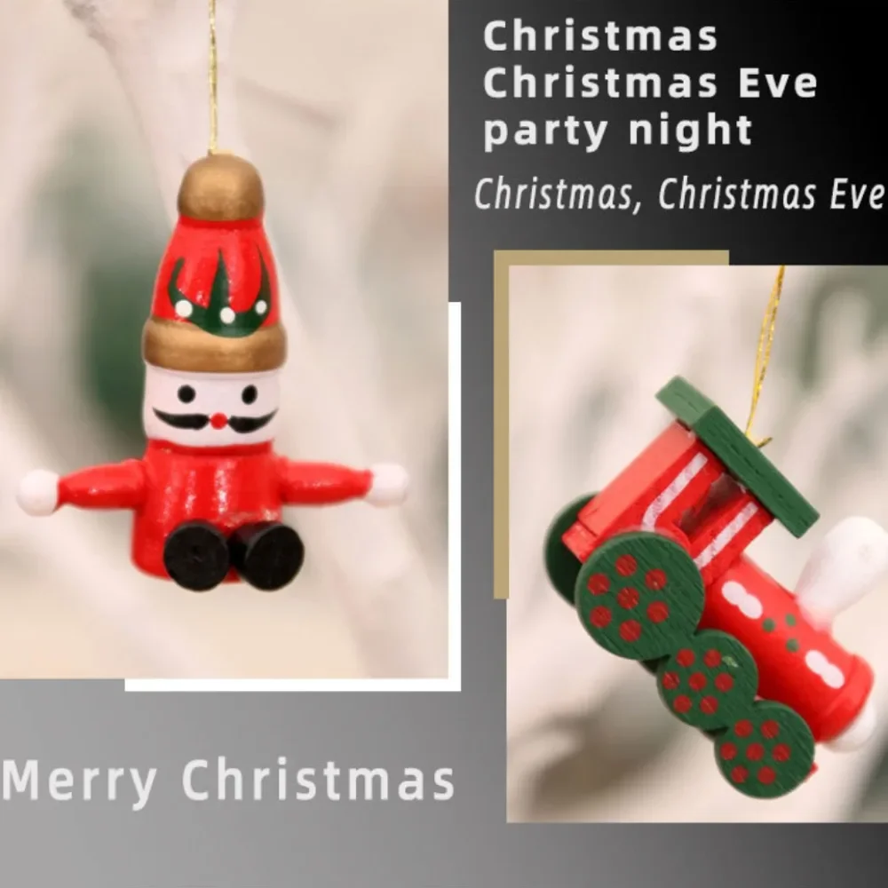 6/4 stks Houten Kerst Trein Set Hanger Boomversieringen Mini Trein Hangende Speelgoed Decoraties Kerst Feestartikelen