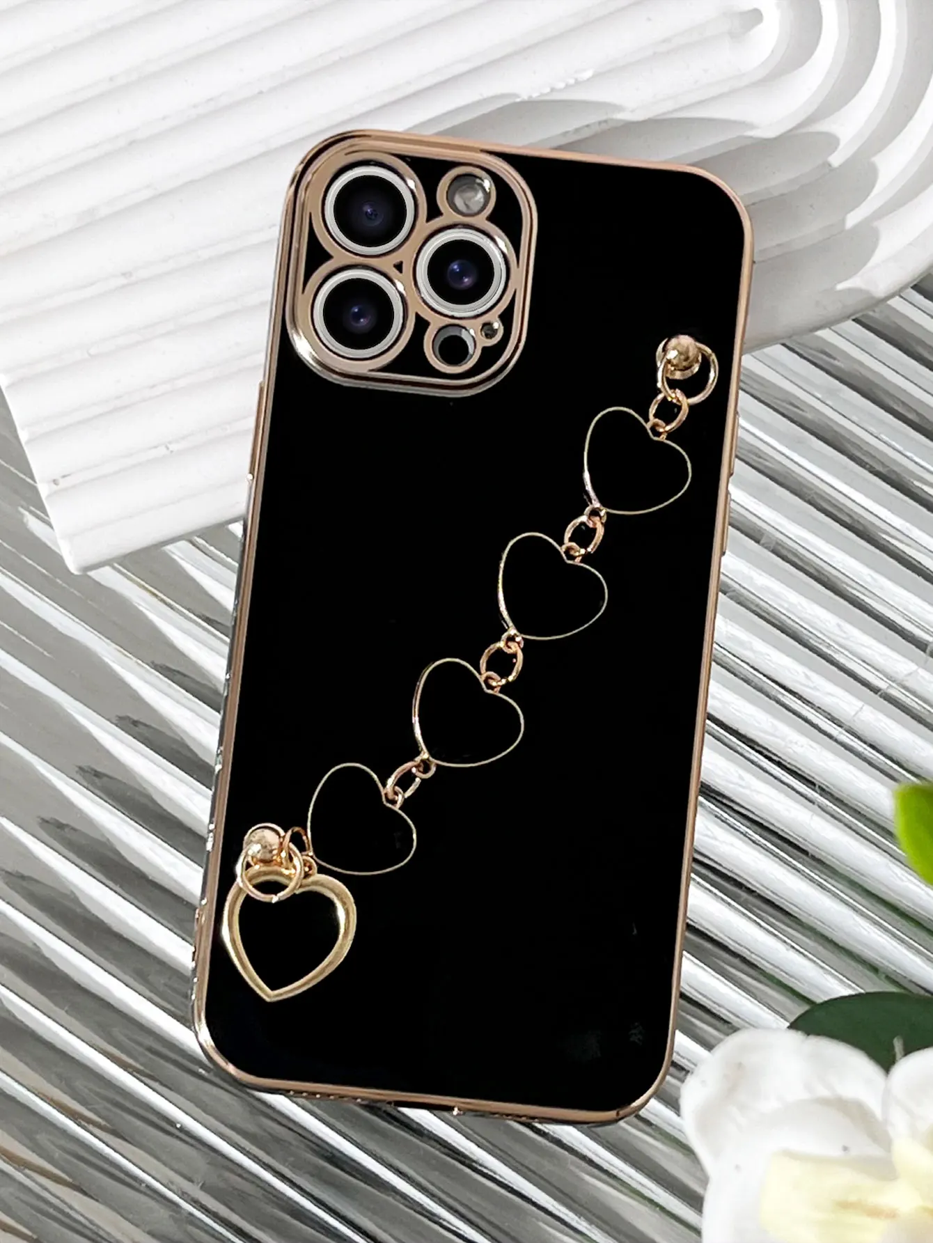 موضة تصفيح الحب سوار على شكل قلب سلسلة قضية الهاتف لسامسونج غالاكسي S26 S25 الترا S24 S23 FE S22 S21 S20 S10 زائد الغطاء الخلفي