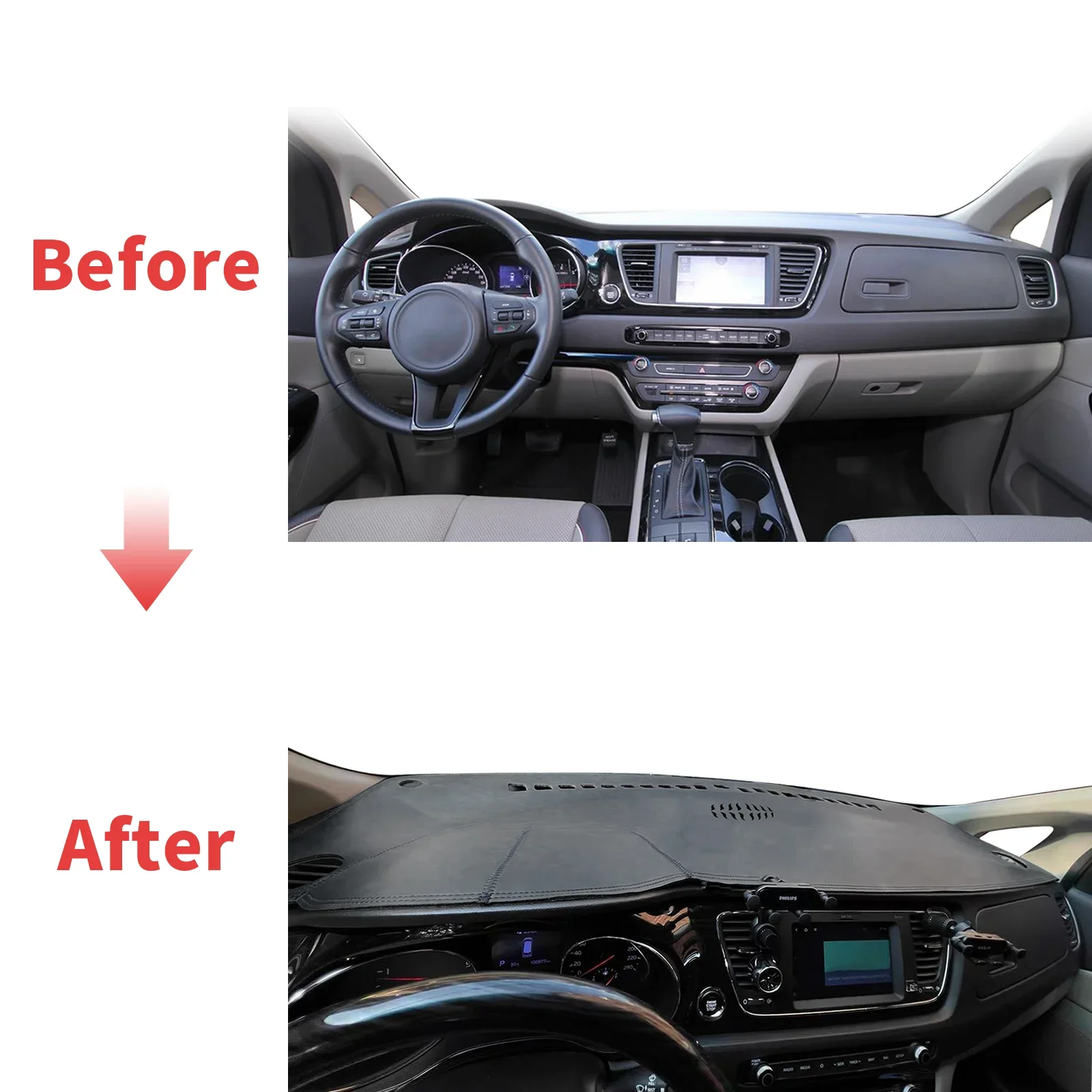 for Kia Grand Carnival Sedona YP 2015-2021 Custom fit Dashboard Cover Sun Shade Mat Anti‑Glare Anti‑Reflection Carpet Dash Pad - view 2