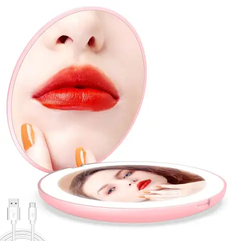 10X 돋보기 LED 포켓 메이크업 거울 양면 휴대용 충전식 소형 화장품 거울 조명 여행 휴대용 Best5 10X 돋보기 LED 포켓 메이크업 거울 양면 휴대용 충전식 소형 화장품 거울 조명 여행 휴대용 Best5